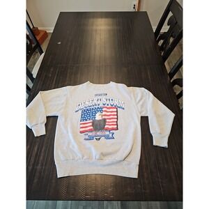 VINTAGE Operation Desert Storm Men Sweatshirt L Gray Gulf War 90s Pullover USA